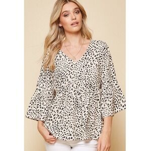 Andree‎ by Unit Women's Blouse Top Medium Animal Print Fall Loose Casual Party